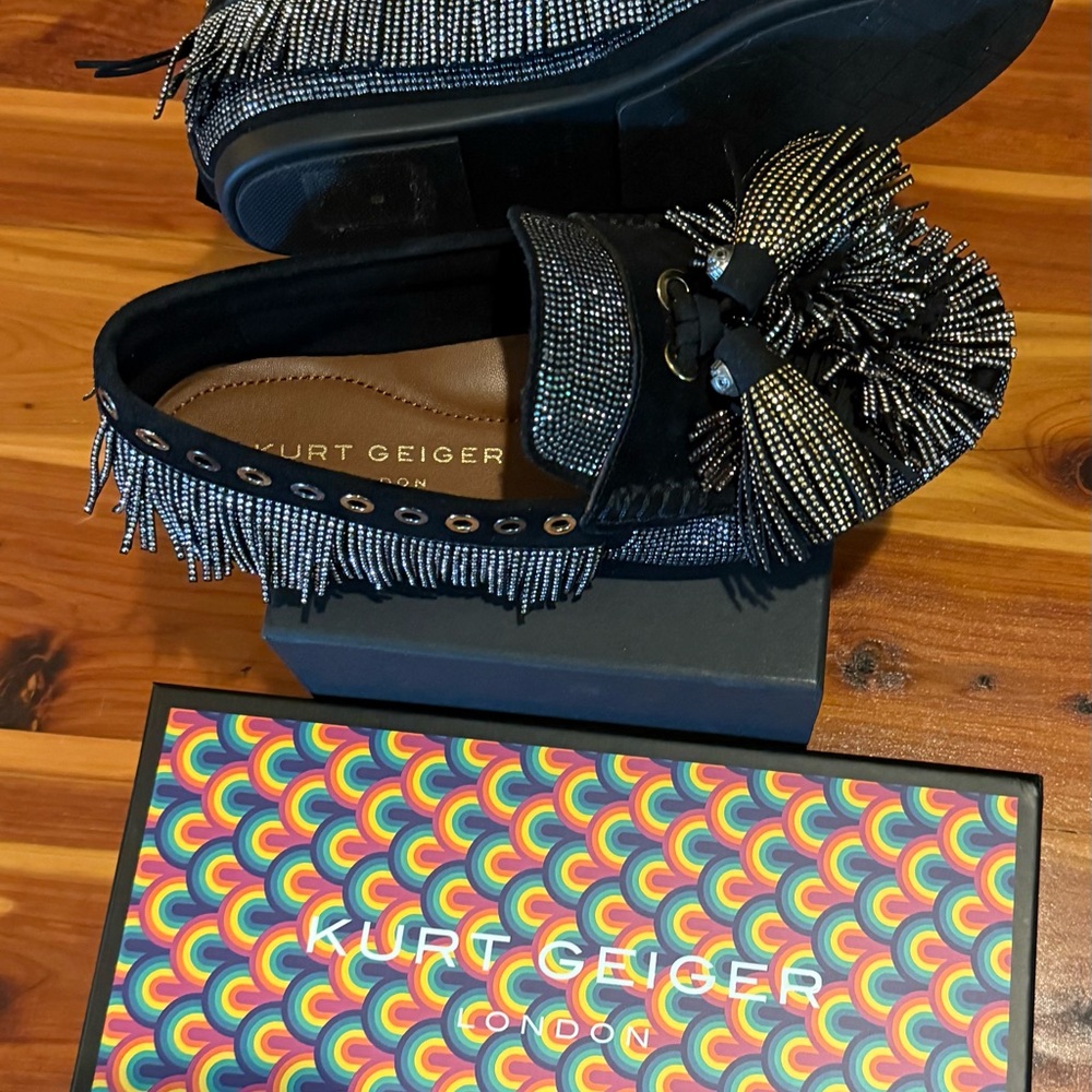 Kurt Geiger Black Loafers with Silver Detailing